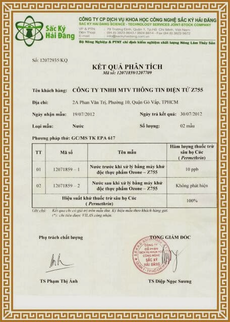 ket qua khu thuoc tru sau cua may ozone z755