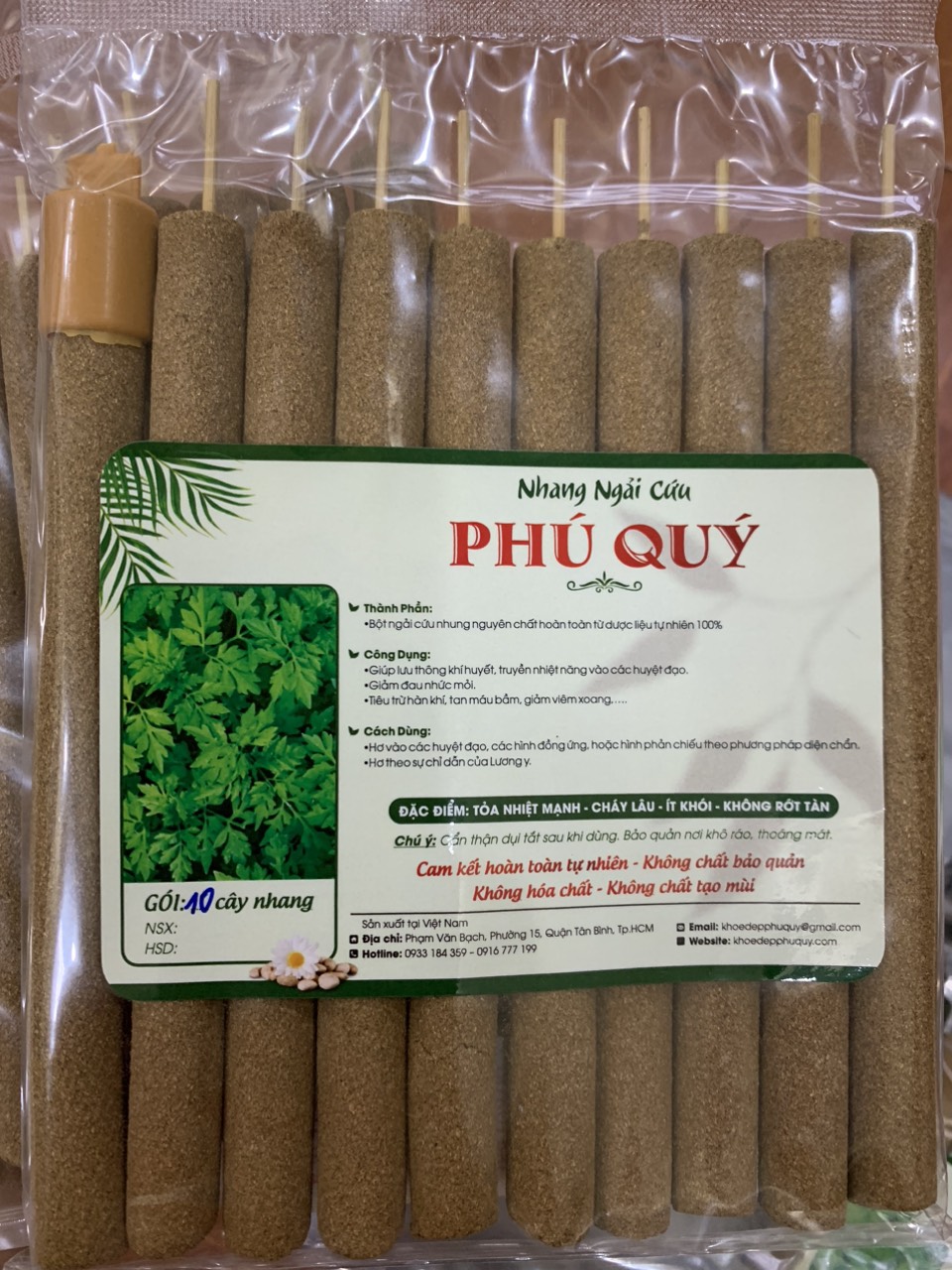 10 điếu nhang ngải cứu nguyên chất