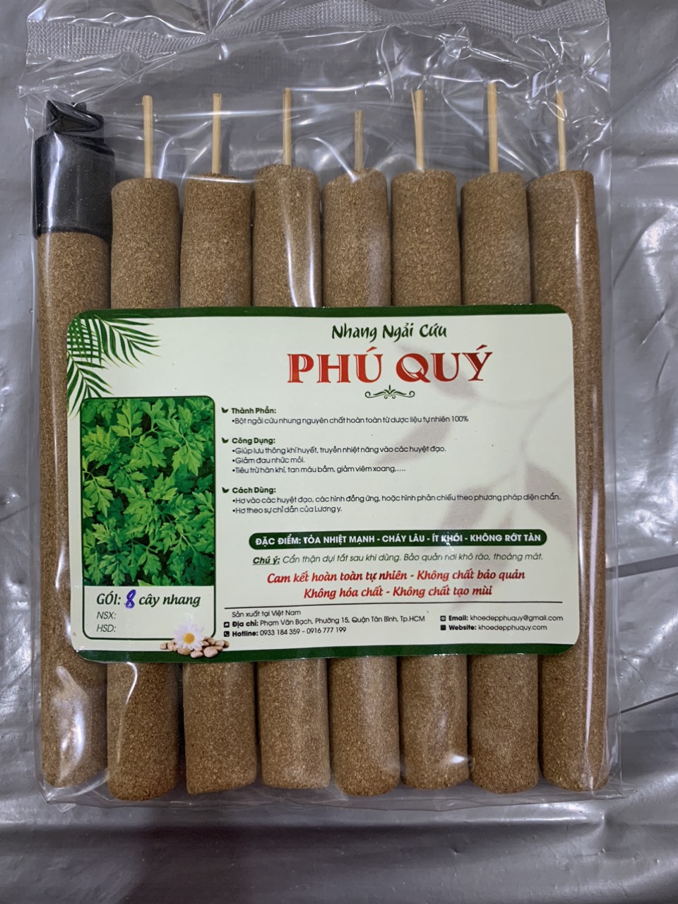 8 cây nhang ngải cứu Phú Quý nguyên chất