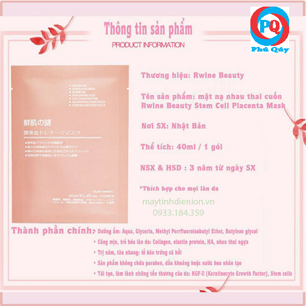 thông tin của mặt nạ tế bào gốc Nhật Rwine Beauty